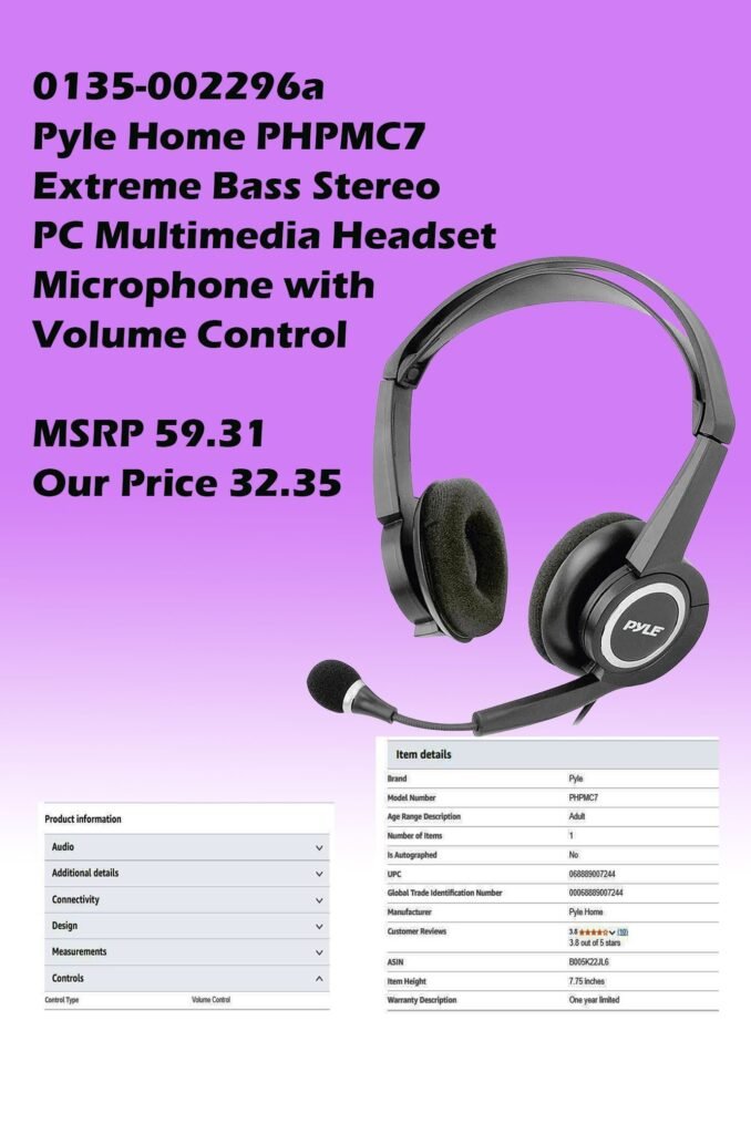 0135-002296a-Pyle Home PHPMC7 Extreme Bass Stereo PC Multimedia Headset Microphone with Volume Control img0_MSRP 59.31 Our Price 32.35 copy
